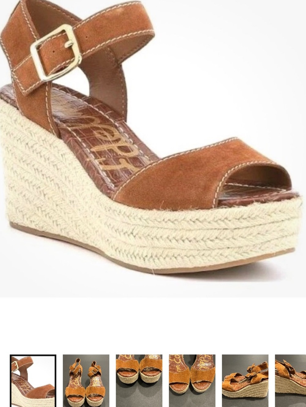 Circus by Sam Edelman Delilah Espadrille Wedge Sandals Luggage Tan Suede Size 7